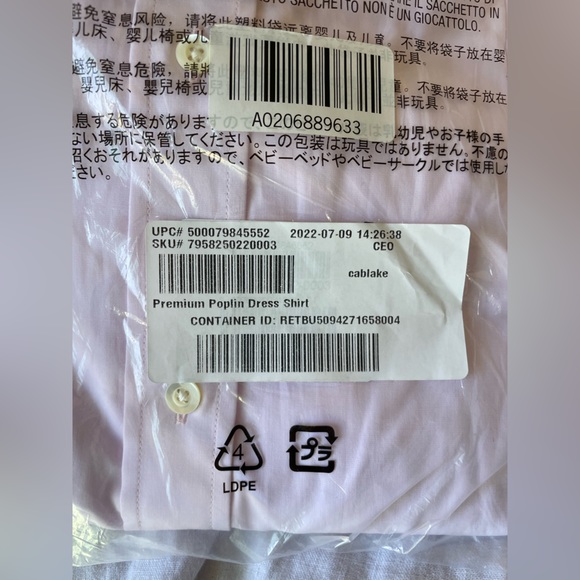 Banana Republic | (NWT) Premium Poplin Dress Shirt in Pink | L - Picture 3 of 3